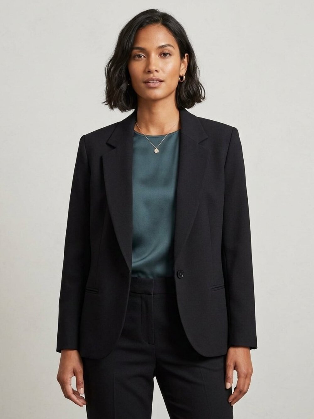 Pendleton Blazer Women's 14 Black 100% Pure Virgin Wool Single Button VINTAGE
